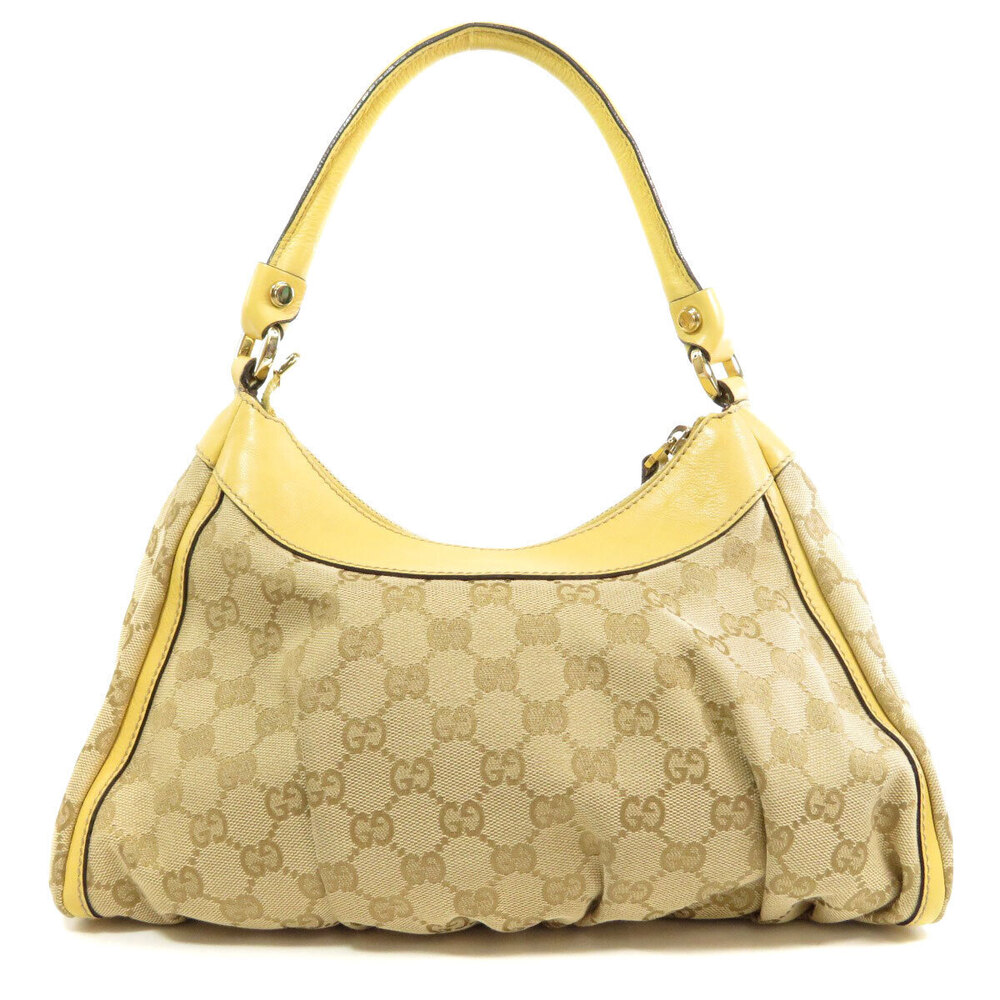 Gucci hobo D bag yellow leather Abbey canvas beige Ring GG